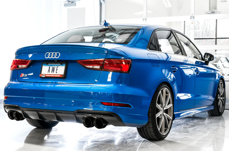 AWE Tuning Audi 8V S3 Track Edition Exhaust w/Diamond Black Tips 102mm - DTX Performance