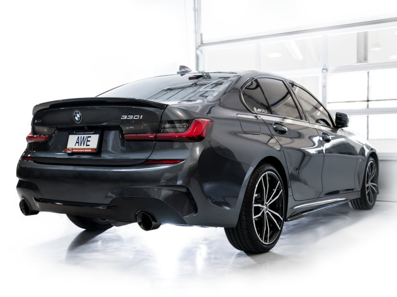 AWE 19-23 BMW 330i / 21-23 BMW 430i Base G2X Track Edition Axle Back Exhaust - Diamond Black - DTX Performance