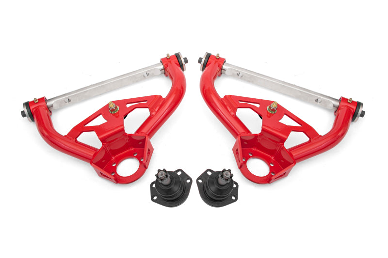 BMR 78-87 GM G-Body Non-Adjustable Upper A-Arms Delrin Std Ball Joint - Red - DTX Performance