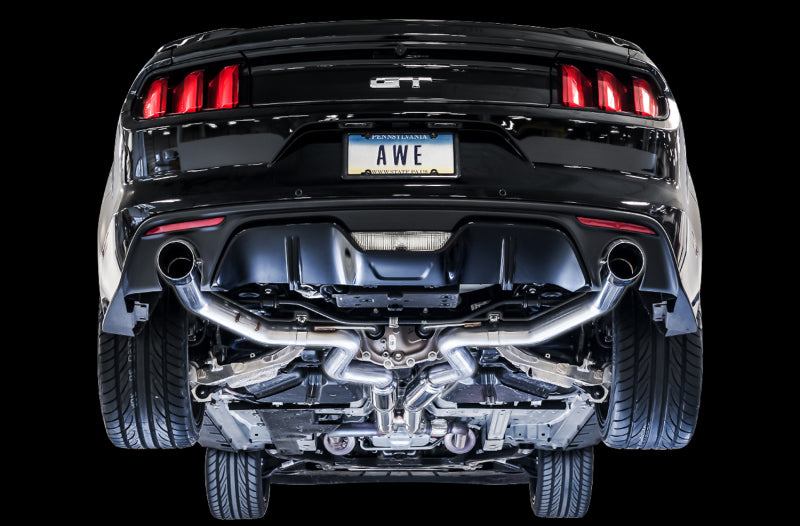 AWE Tuning S550 Mustang GT Cat-back Exhaust - Track Edition (Chrome Silver Tips) - DTX Performance