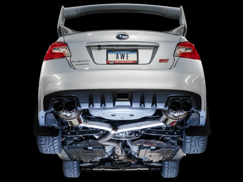 AWE Tuning Subaru STI VA / WRX GV / STI GV Sedan Touring Edition Exhaust - Chrome Silver Tip (102mm) - DTX Performance