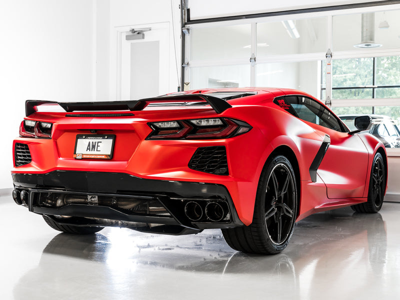 AWE Tuning 2020 Chevrolet Corvette (C8) Touring Edition Exhaust - Quad Diamond Black Tips - DTX Performance