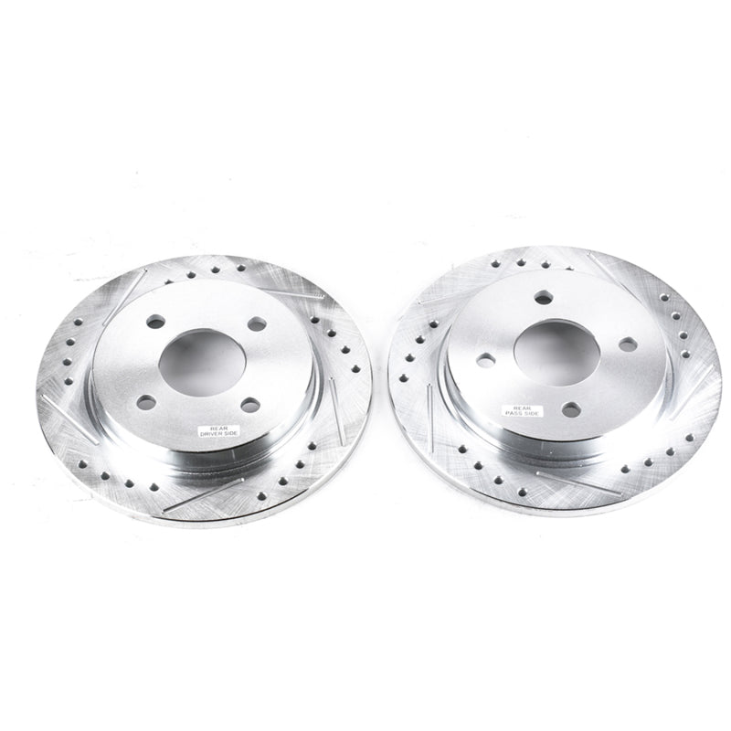 Power Stop 14-19 Ford Fiesta Rear Evolution Drilled & Slotted Rotors - Pair - DTX Performance