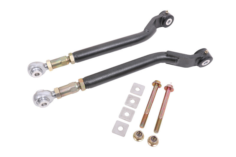 BMR 08-17 Challenger Rear On-Car Adj. Toe Rods Delrin/Rod End Combo - Black Hammertone - DTX Performance