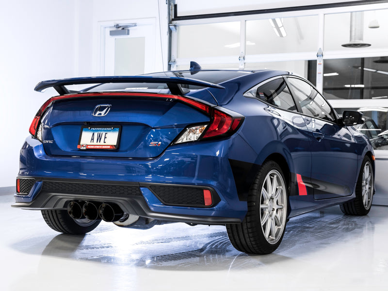 AWE Tuning 2016+ Honda Civic Si Touring Edition Exhaust w/Front Pipe & Triple Diamond Black Tips - DTX Performance