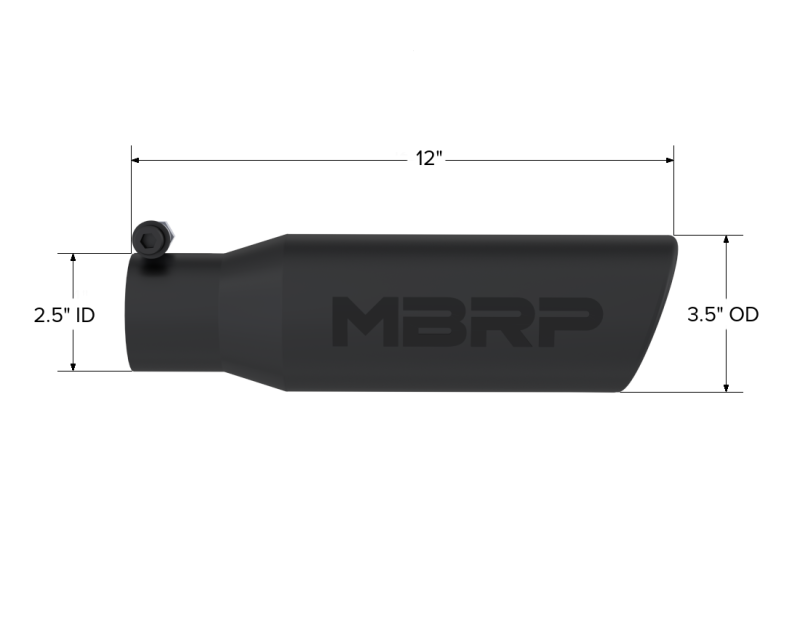 MBRP Universal Tip 3in O.D. Angled Rolled End 2 inlet 12 length - Black Finish - DTX Performance