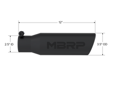 Load image into Gallery viewer, MBRP Universal Tip 3in O.D. Angled Rolled End 2 inlet 12 length - Black Finish - DTX Performance