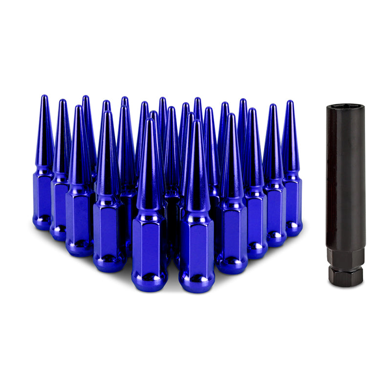 Mishimoto Mishimoto Steel Spiked Lug Nuts M12 x 1.5 24pc Set Blue - DTX Performance