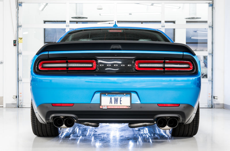 AWE Tuning 2015+ Dodge Challenger 6.4L/6.2L Non-Resonated Touring Edition Exhaust - Quad Black Tips - DTX Performance