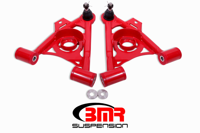 BMR 79-93 Fox Mustang Non-Adj Lower A-Arms Standard Ball Joint Spring Pocket - Red - DTX Performance