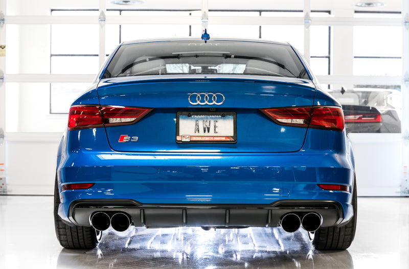 AWE Tuning Audi 8V S3 SwitchPath Exhaust w/Diamond Black Tips 102mm - DTX Performance