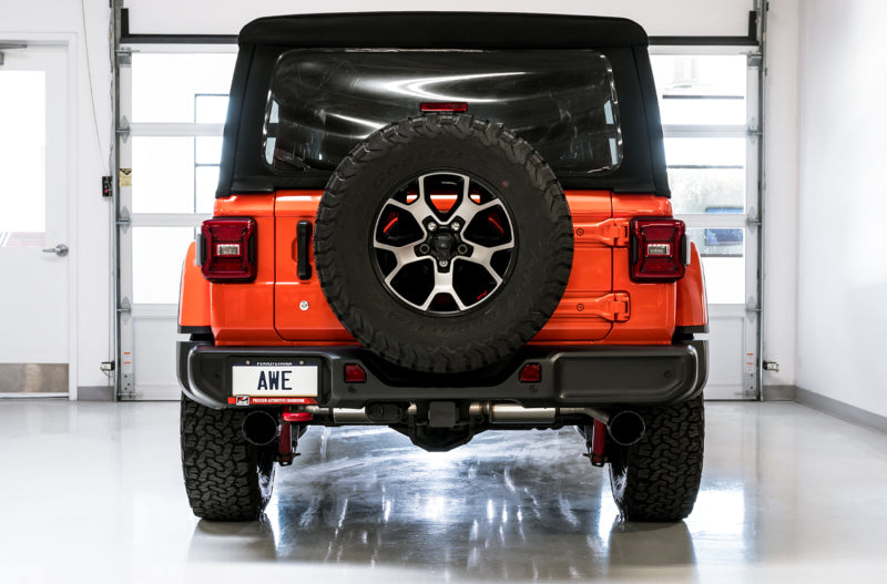 AWE Tuning 2018+ Jeep Wrangler JL/JLU Tread Edition Axle-Back Dual Exhaust - Diamond Black Tips - DTX Performance