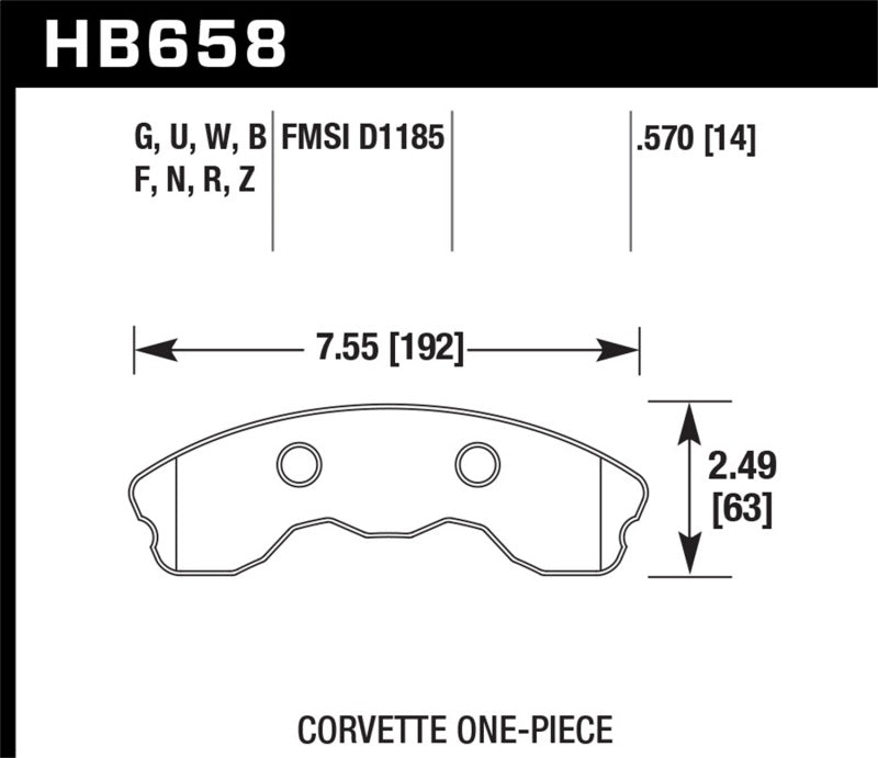 Hawk 2010-2013 Chevy Corvette Grand Sport (One-Piece Pads) High Perf. Street 5.0 Front Brake Pads - DTX Performance