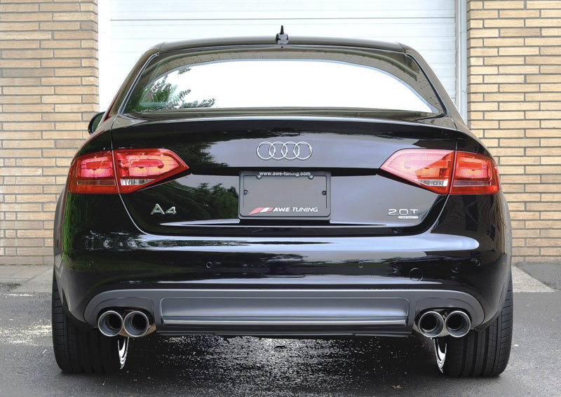 AWE Tuning Audi B8 A4 Touring Edition Exhaust - Quad Tip Polished Silver Tips - Does Not Fit Cabrio - DTX Performance