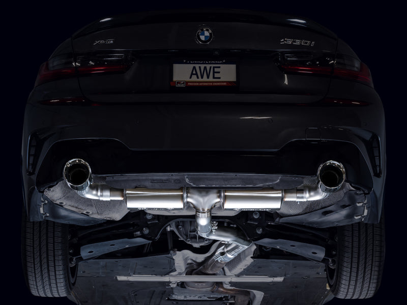 AWE 19-23 BMW 330i / 21-23 BMW 430i Base G2X Touring Axle Back Exhaust - Chrome Silver - DTX Performance