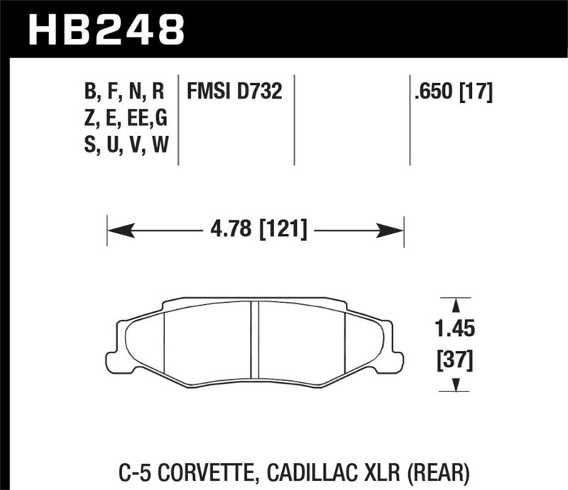 Hawk 2008-2009 Cadillac XLR Platinum HPS 5.0 Rear Brake Pads - DTX Performance