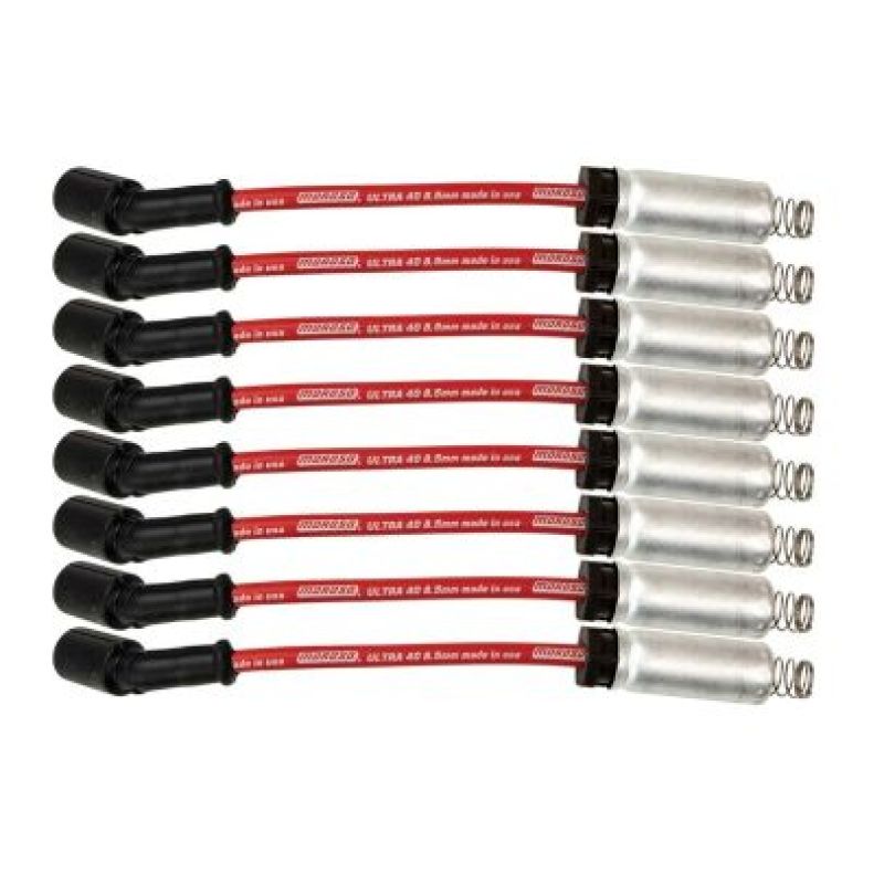 Moroso GM LS/LT 8.5mm Ultra 40 9.75in Long Wire Set w/Alum Heatshield - Red - DTX Performance