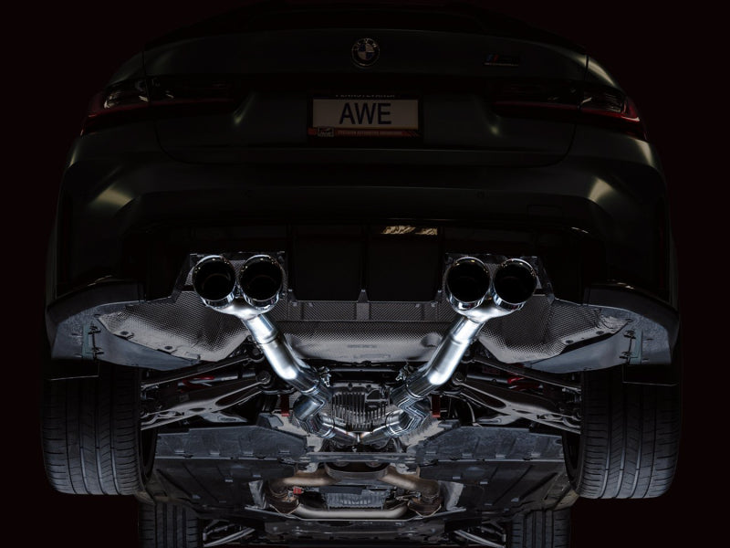 AWE Track Edition Catback Exhaust for BMW G8X M3/M4 - Chrome Silver Tips - DTX Performance