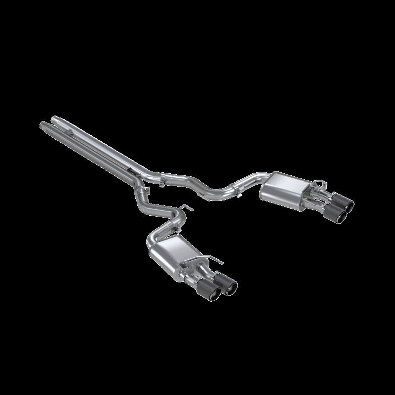 MBRP 18-20 Ford Mustang GT 5.0 w/ Quad Tip Active Exhaust Cat Back Split Rear T304 w/ Carb Fib Tips - DTX Performance