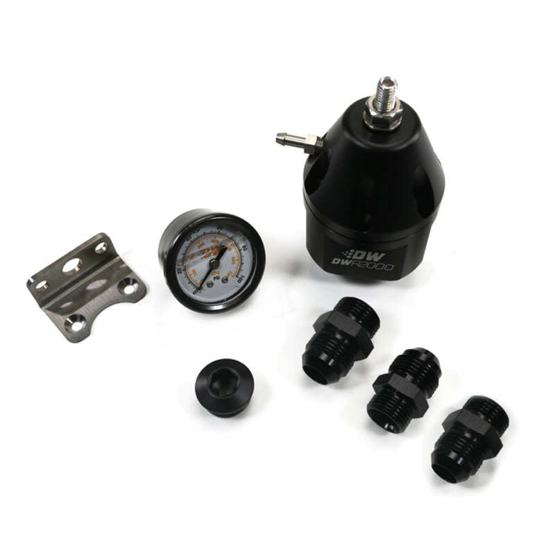 DeatschWerks DWR2000 AFPR + Pressure Gauge + 10AN Fittings - Anodized Black - DTX Performance