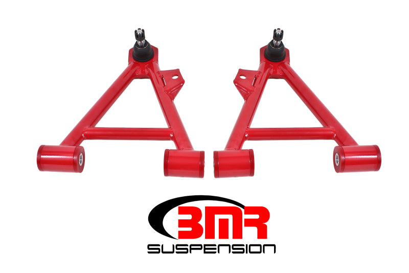 BMR 94-04 Mustang Lower Non-Adj. A-Arms (Coilover Only) w/ STD. Ball Joint (Poly) - Red - DTX Performance