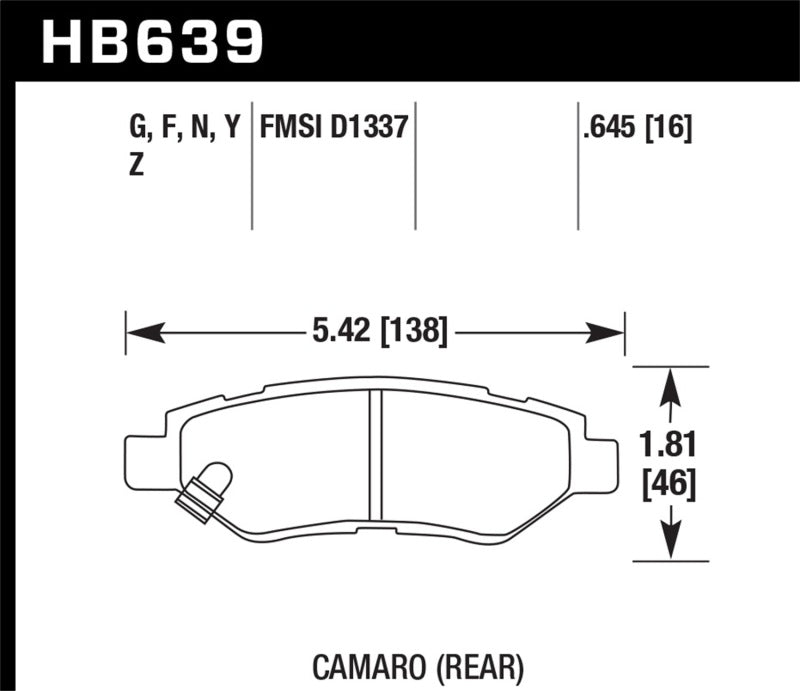 Hawk Camaro V6 HP+ Street Rear Brake Pads - DTX Performance