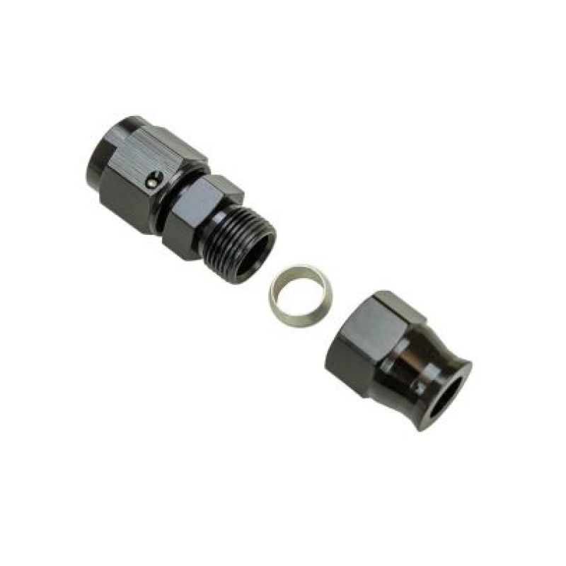 Moroso Aluminum Fitting Adapter 6AN Female to 3/8in Tube Compression - Black - DTX Performance