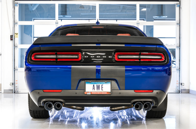 AWE Tuning 2017+ Dodge Challenger 5.7L Track Edition Exhaust - Chrome Silver Quad Tips - DTX Performance