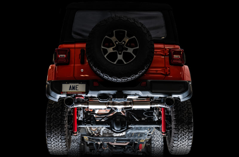 AWE Tuning 2018+ Jeep Wrangler JL/JLU Tread Edition Axle-Back Dual Exhaust - Diamond Black Tips - DTX Performance