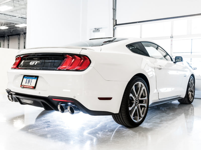 AWE Tuning 2018+ Ford Mustang GT (S550) Cat-back Exhaust - Touring Edition (Quad Chrome Silver Tips) - DTX Performance