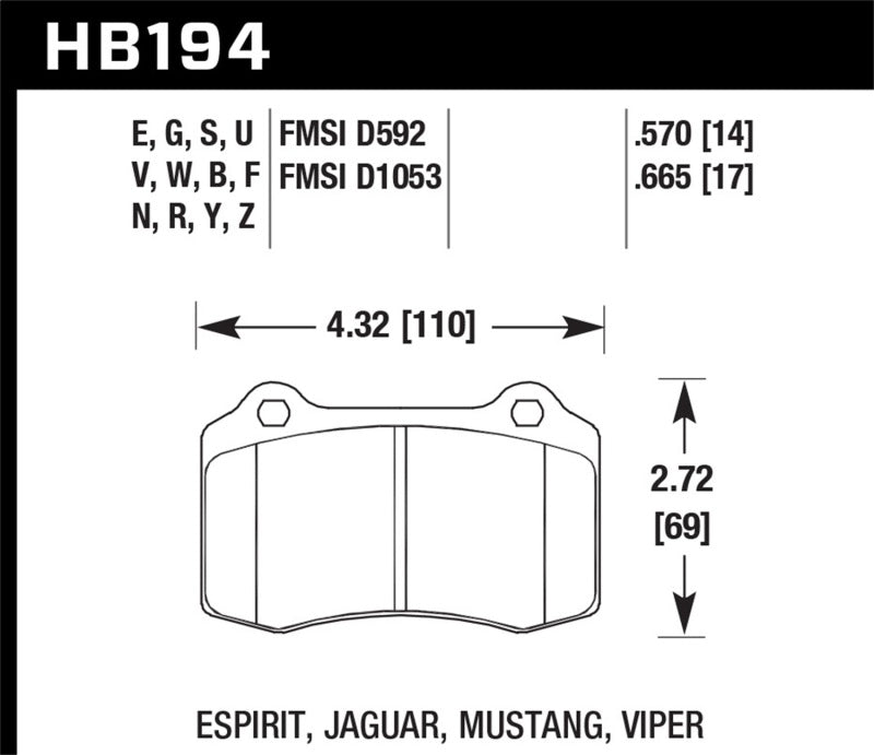 Hawk 2010 Camaro SS HP+ Street Rear Brake Pads - DTX Performance