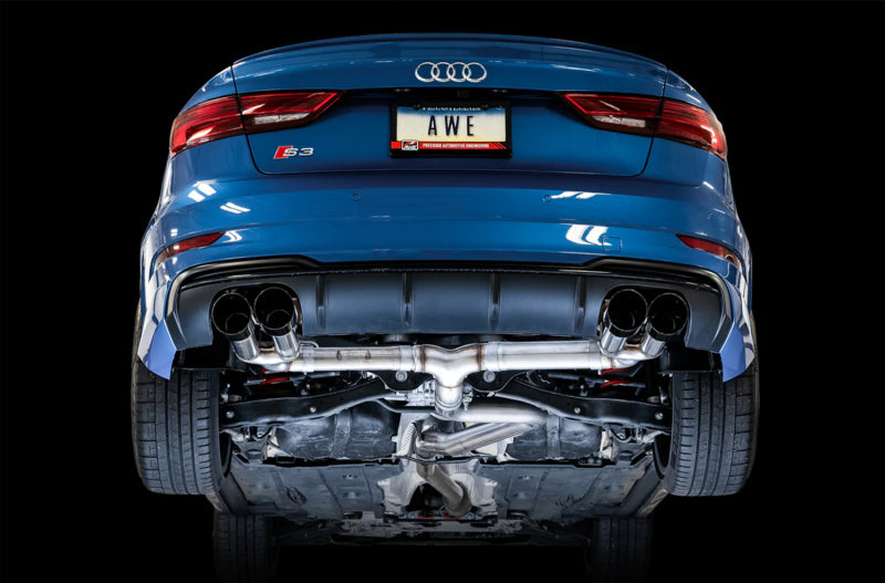 AWE Tuning Audi 8V S3 Track Edition Exhaust w/Diamond Black Tips 102mm - DTX Performance