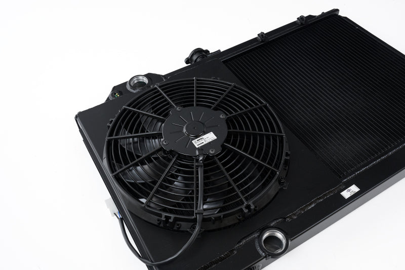 CSF 96-07 Mitsubishi Evo 4/5/6/7/8/9 Full-Slim Radiator w/12in Fan & Shroud/-16AN - Black - DTX Performance