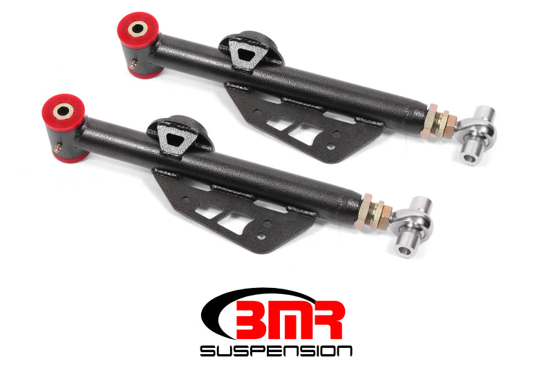 BMR 99-04 Ford Mustang Adj. Lower Control Arms Poly/Rod End Combo - Black Hammertone - DTX Performance