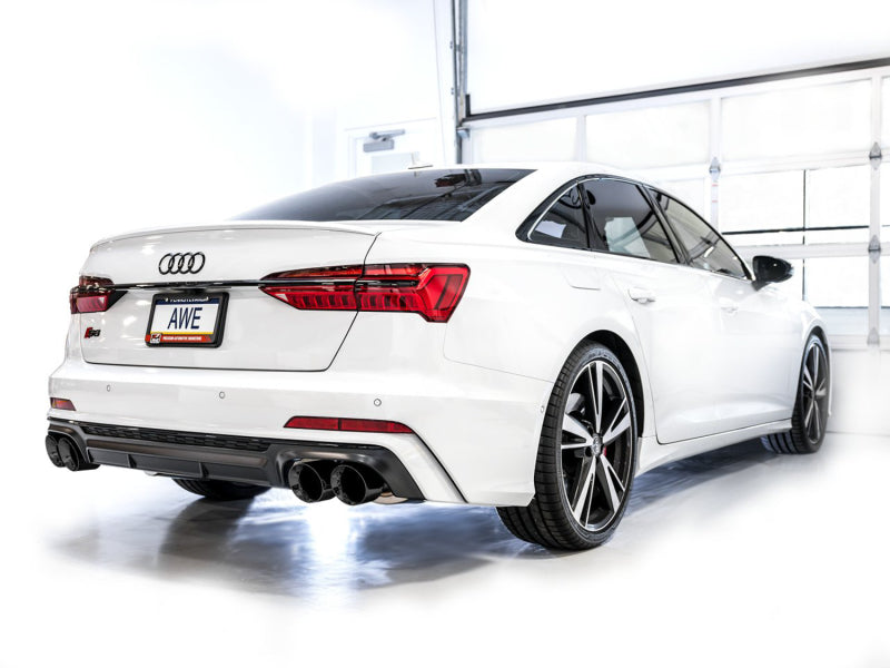 AWE Tuning 19-23 Audi C8 S6/S7 2.9T V6 AWD Track Edition Exhaust - Diamond Black Tips - DTX Performance