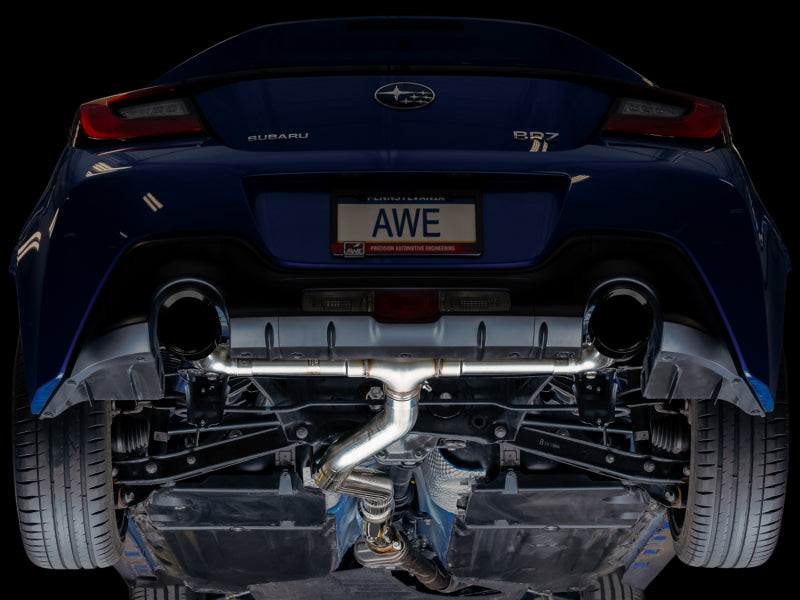 AWE Subaru BRZ / Toyota GR86 / Toyota 86 Track Edition Cat-Back Exhaust- Diamond Black Tips - DTX Performance