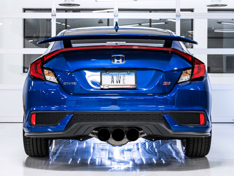 AWE Tuning 2016+ Honda Civic Si Touring Edition Exhaust w/Front Pipe & Triple Diamond Black Tips - DTX Performance