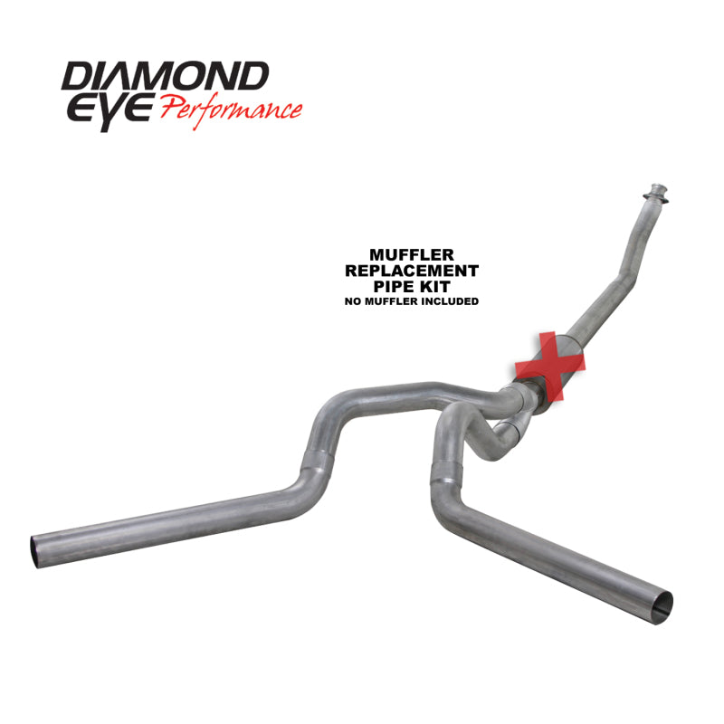 Diamond Eye KIT 4in TB MFLR RPLCMENT PIPE DUAL AL: 94-02 DODGE CUMMINS 5.9L - DTX Performance