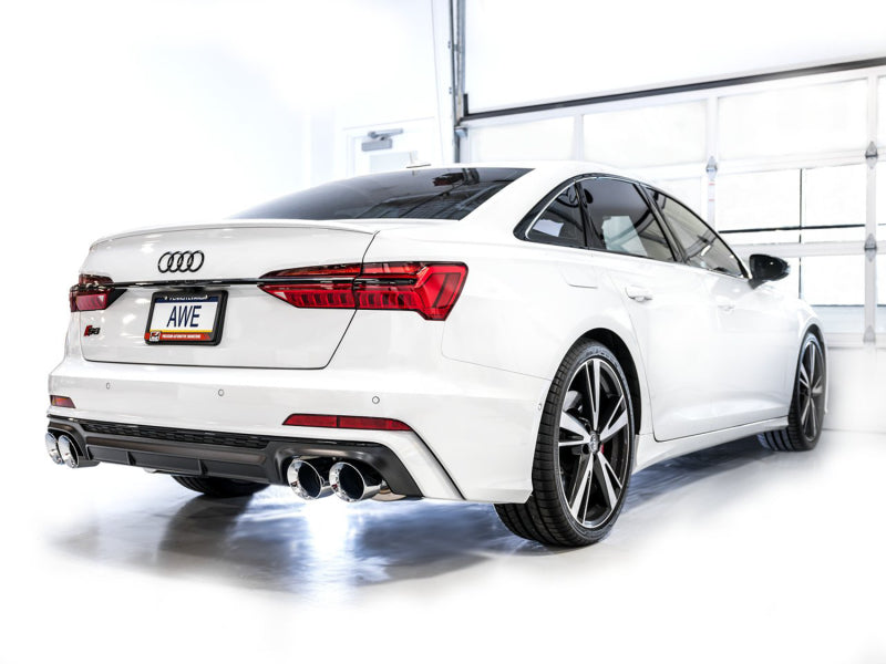 AWE Tuning 19-23 Audi C8 S6/S7 2.9T V6 AWD Track Edition Exhaust - Chrome Silver Tips - DTX Performance