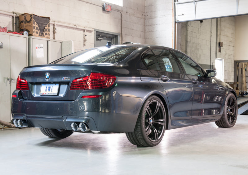 AWE Tuning BMW F10 M5 Touring Edition Axle-Back Exhaust Chrome Silver Tips - DTX Performance