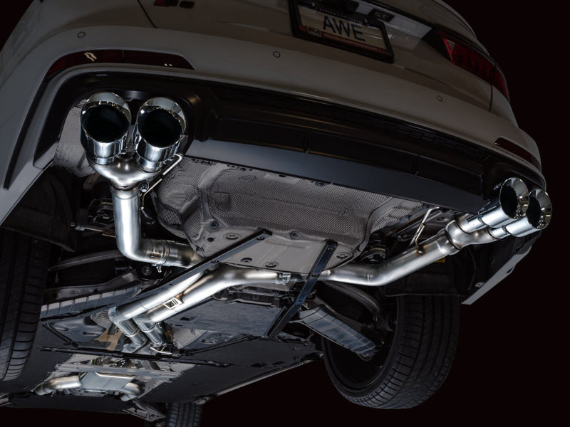 AWE Tuning 19-23 Audi C8 S6/S7 2.9T V6 AWD Track Edition Exhaust - Chrome Silver Tips - DTX Performance