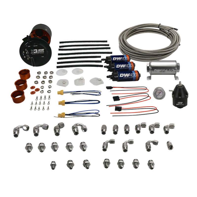 Deatschwerks X2 Series Fuel Pump Hanger w/ Dual DW420 Pumps/PTFE Plumbing kit for 92-00 Honda Civic - DTX Performance