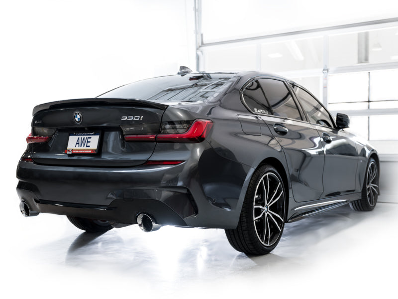 AWE 19-23 BMW 330i / 21-23 BMW 430i Base G2X Track Edition Axle Back Exhaust - Chrome Silver - DTX Performance