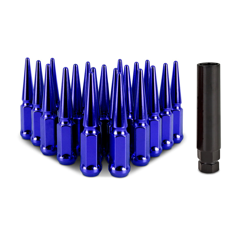 Mishimoto Steel Spiked Lug Nuts M12x1.5 20pc Set - Blue - DTX Performance