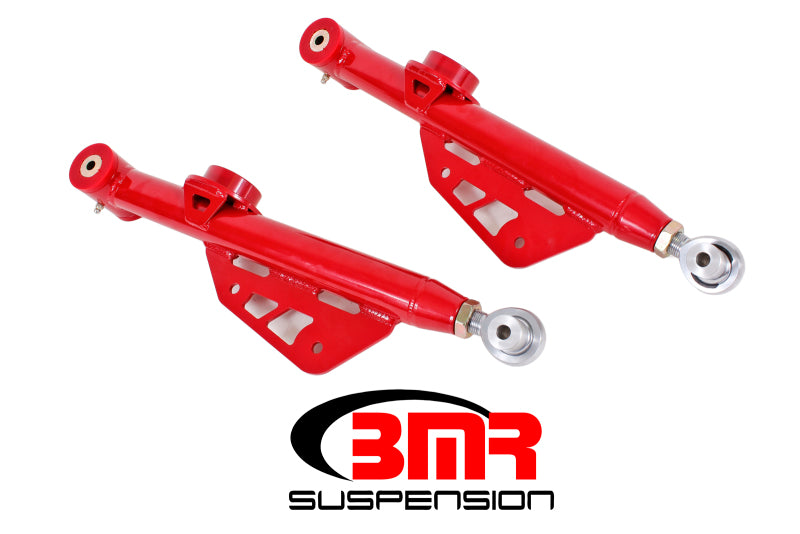 BMR 79-98 Fox Mustang Single Adj. Lower Control Arms / Rod End (Polyurethane) - Red - DTX Performance