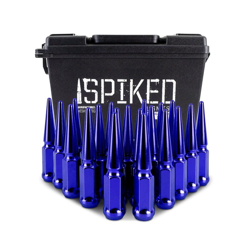 Mishimoto Steel Spiked Lug Nuts M12x1.5 20pc Set - Blue - DTX Performance