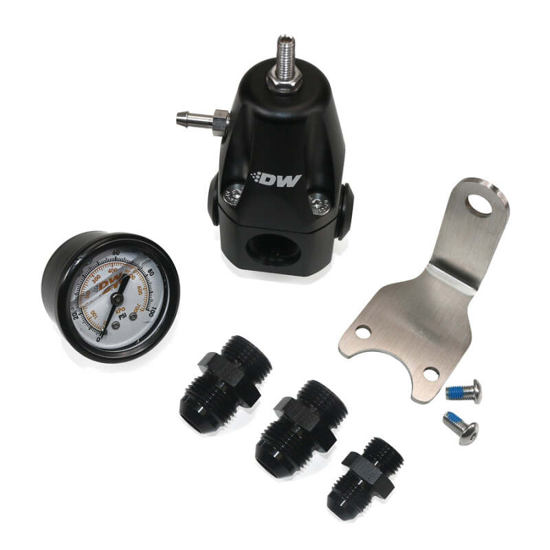 DeatschWerks DWR1000 AFPR + Pressure Gauge + 8AN & 6AN Fittings - Anodized Black - DTX Performance