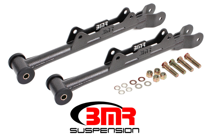 BMR 10-15 5th Gen Camaro Chrome Moly Non-Adj. Rear Lower Control Arms (Delrin) - Black Hammertone - DTX Performance