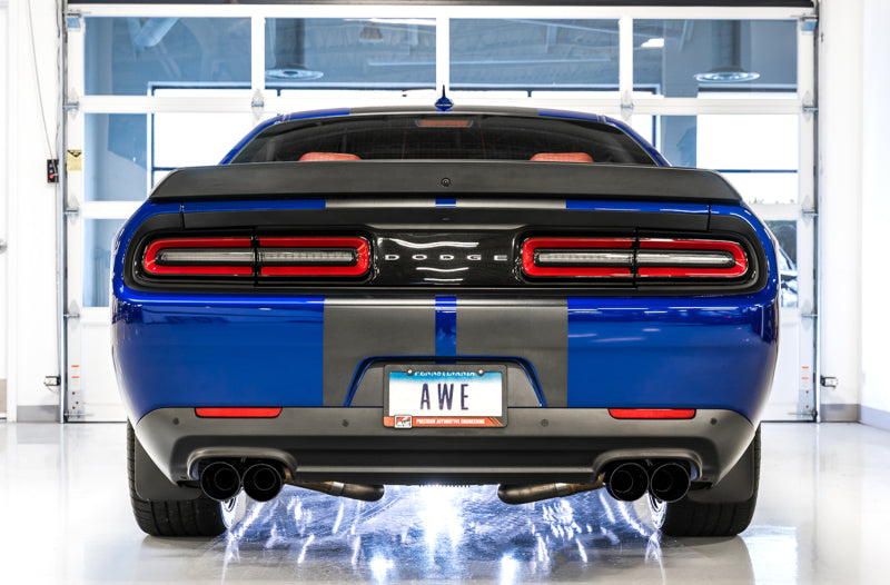 AWE Tuning 2017+ Challenger 5.7 Touring Edition Exhaust - Non-Resonated - Diamond Black Quad Tips - DTX Performance