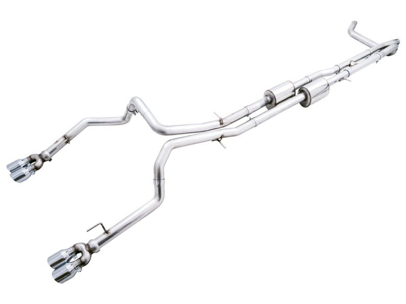 AWE Tuning 22-23 GMC Sierra 1500 AT4X 6.2L 0FG Catback Split Dual (Flat Bumper) - Chrome Silver Tips - DTX Performance